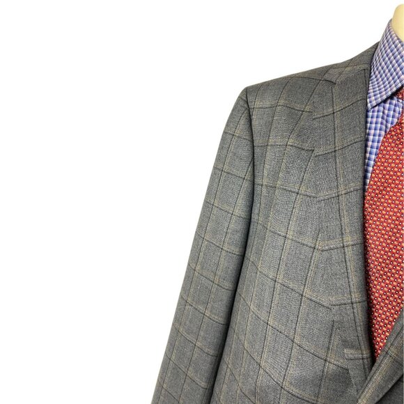 Trunk Club Sport Coat Jacket BESPOKE Wool Windowpane Working cuff Men's 44L - Picture 3 of 10